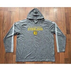 Steelers Hooded Shirt Mens 2XL Gray NFL Pro Line‎ Fanatics Pullover Lightweight